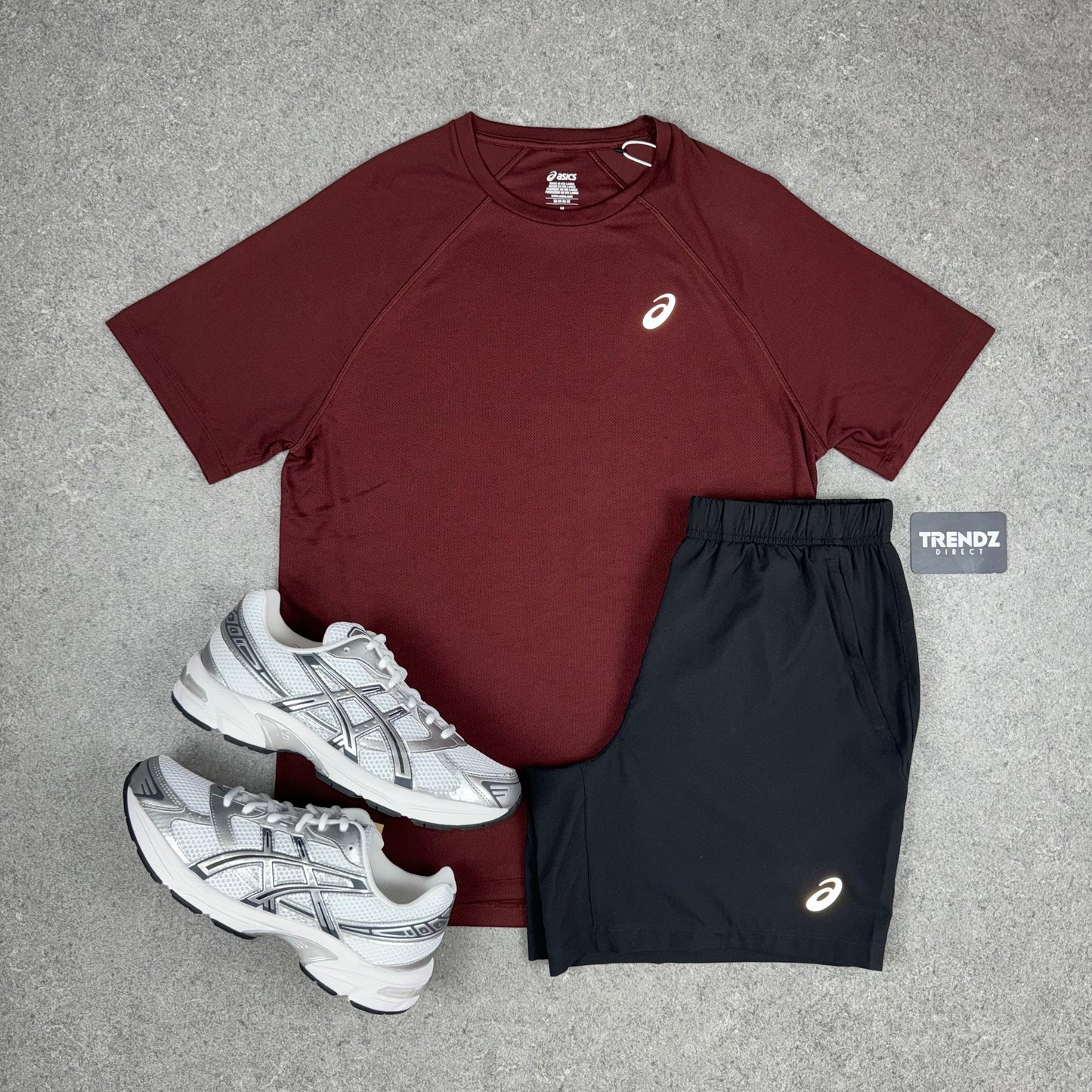 ASICS CORE T-SHIRT & SHORTS SET - DARK RED/BLACK