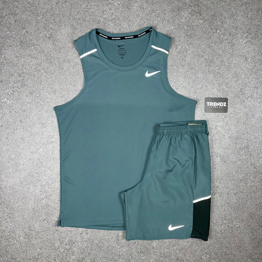 NIKE MILER VEST & SHORTS SET - JUNGLE GREEN