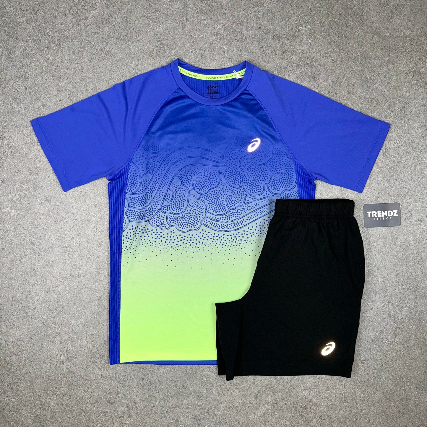 ASICS ROAD FADE T-SHIRT & SHORTS SET - COBALT BLUE/BLACK