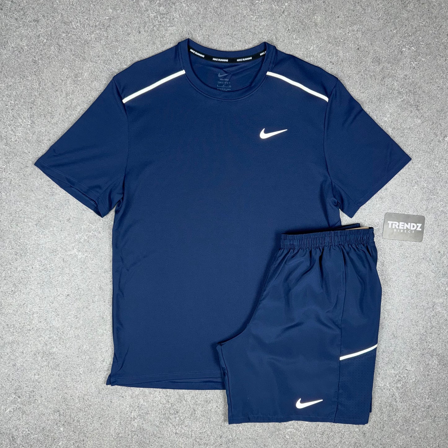 NIKE MILER T-SHIRT & MILER SHORTS SET - MIDNIGHT NAVY