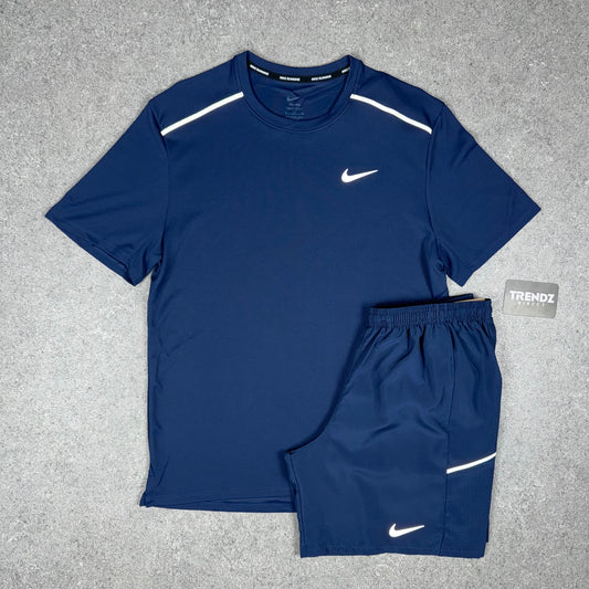 NIKE MILER T-SHIRT & MILER SHORTS SET - MIDNIGHT NAVY