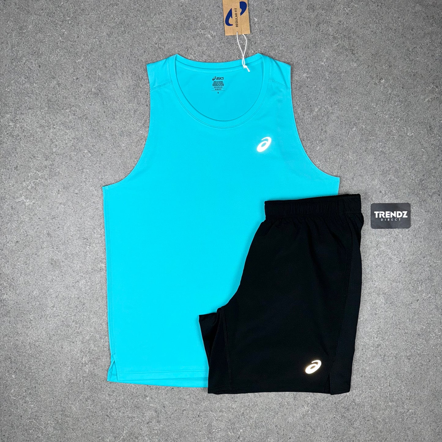 ASICS CORE VEST & SHORTS SET - AQUA/BLACK