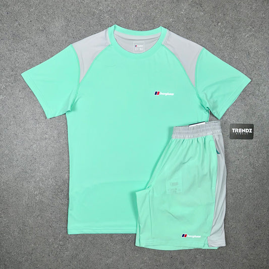 BERGHAUS TECH T-SHIRT & SHORTS SET - MINT/GREY