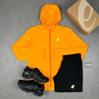 ASICS CORE JACKET & PERFORMANCE SHORTS SET - ORANGE/BLACK