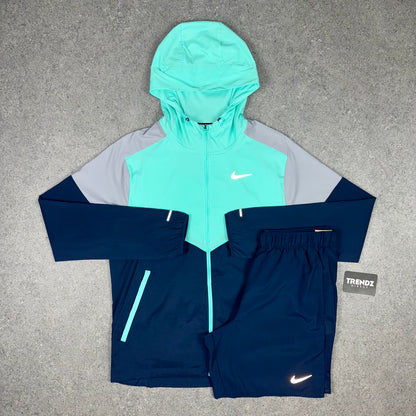 NIKE UV WINDBREAKER & SHORTS SET - TURQUOISE/NAVY