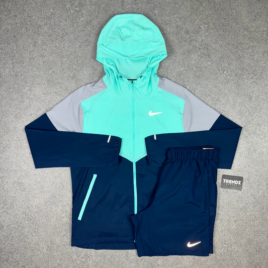 NIKE UV WINDBREAKER & SHORTS SET - TURQUOISE/NAVY