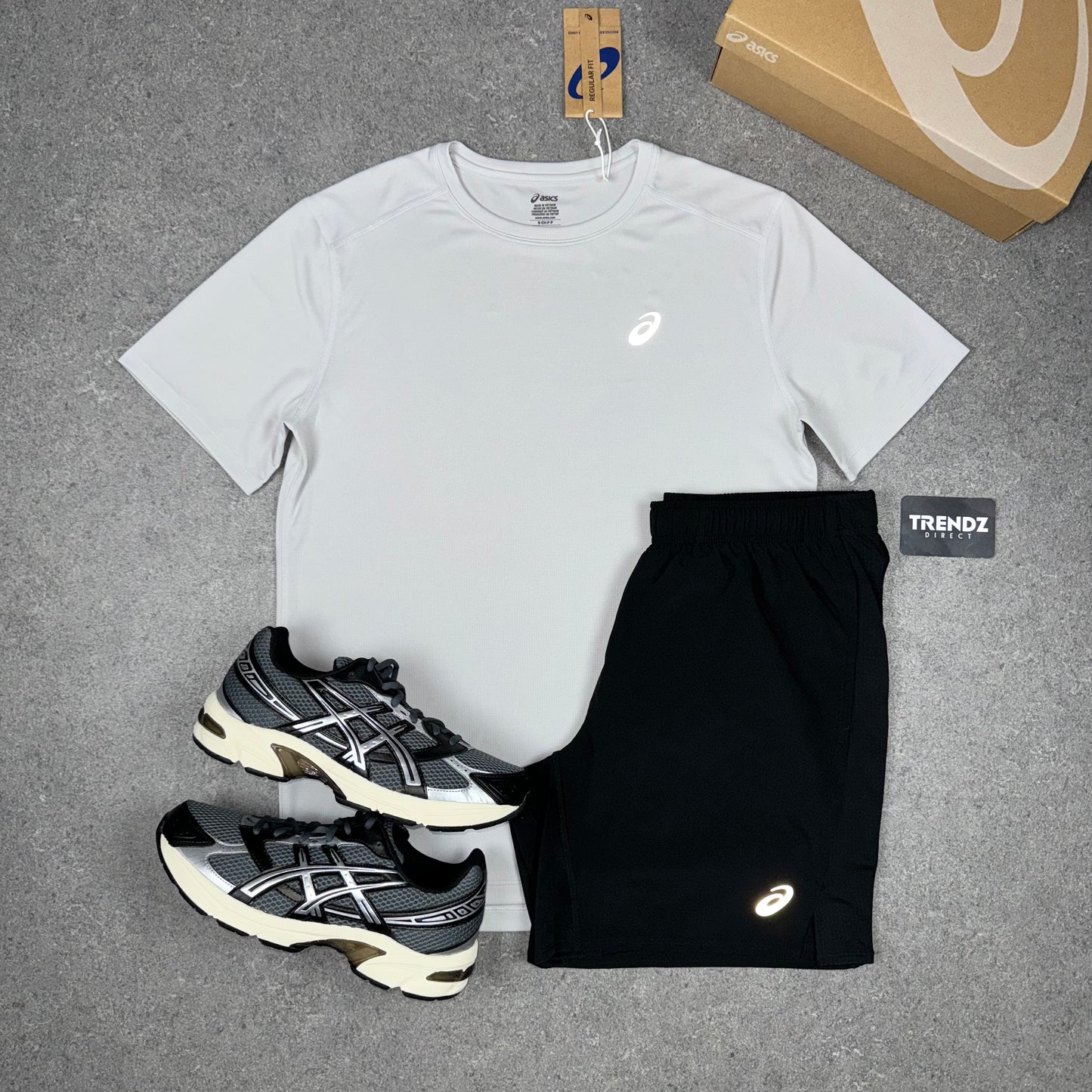 ASICS CORE T-SHIRT & SHORTS SET - LIGHT GREY/BLACK