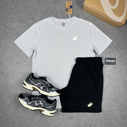 ASICS CORE T-SHIRT & SHORTS SET - LIGHT GREY/BLACK