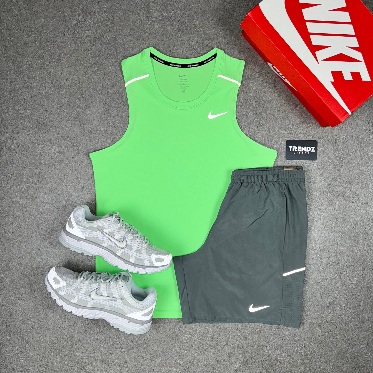NIKE MILER VEST & SHORTS SET - GREEN/GREY