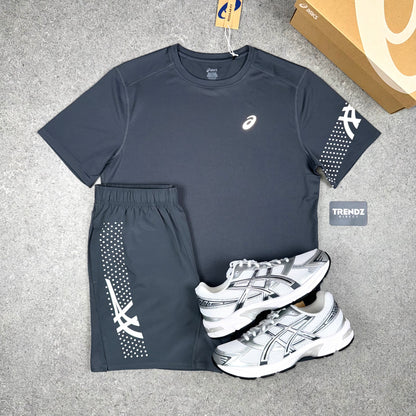 ASICS ICON T-SHIRT & ICON SHORTS SET - GREY