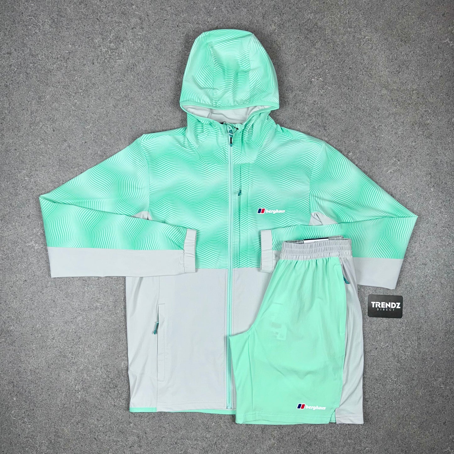BERGHAUS TECH JACKET & SHORTS SET - MINT/GREY.