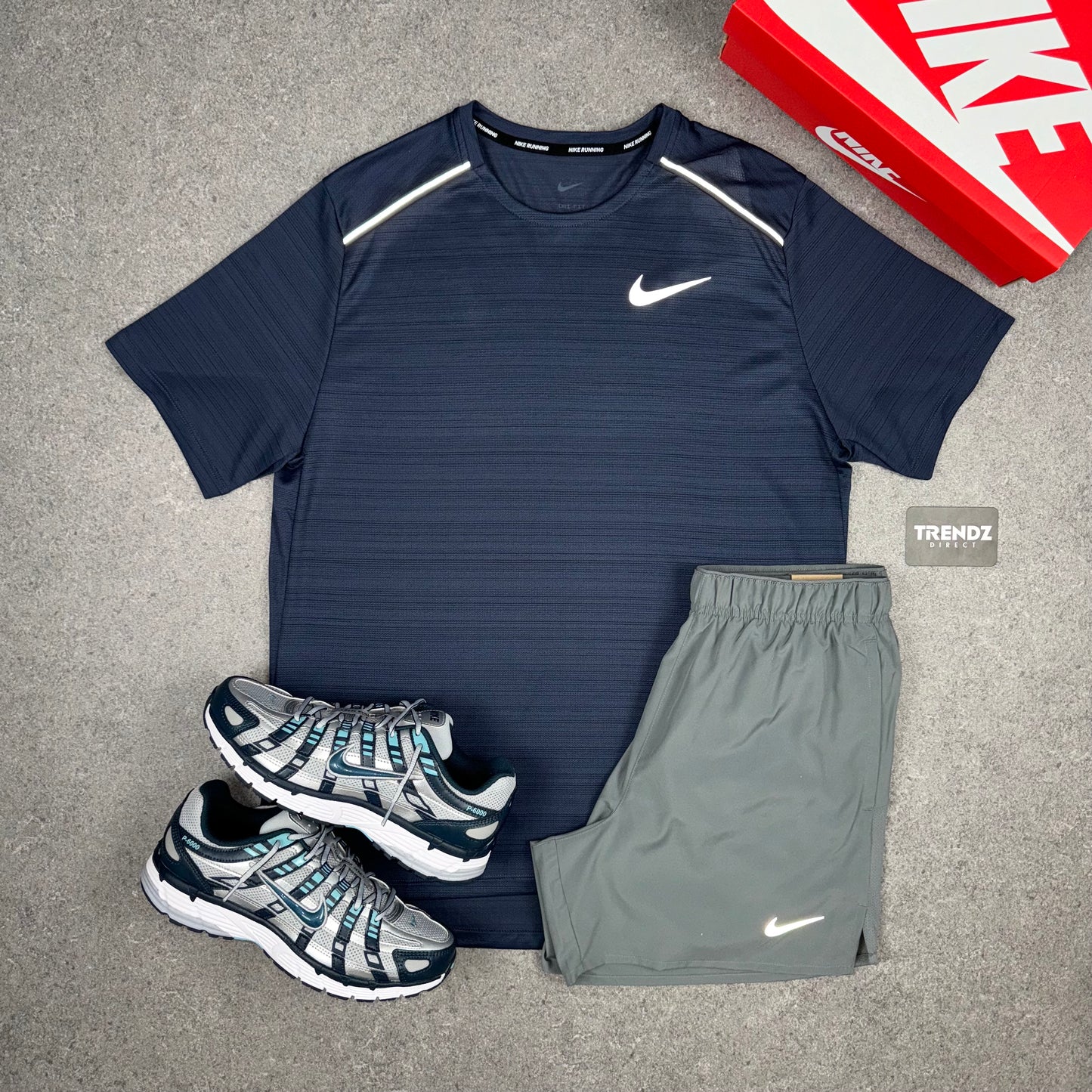 NIKE MILER T-SHIRT & CHALLENGER SHORTS SET - THUNDER BLUE/GREY