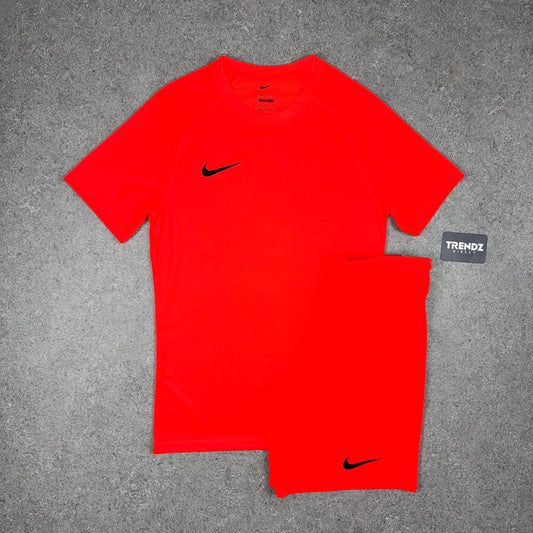 NIKE DRI-FIT T-SHIRT & SHORTS SET - CRIMSON RED