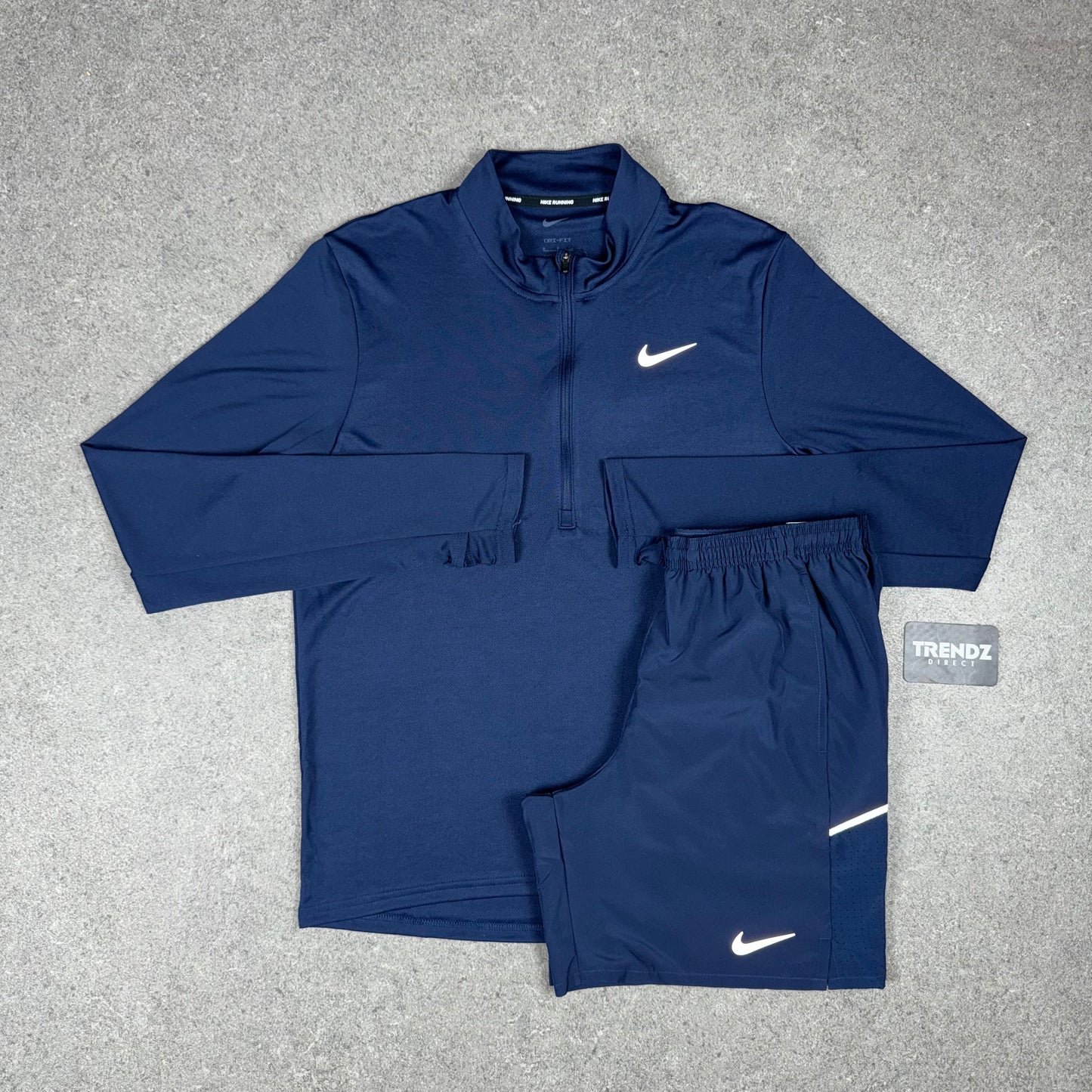 NIKE PACER HALF ZIP & MILER SHORTS SET - NAVY