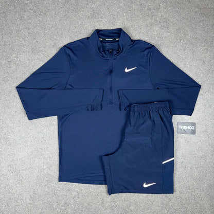NIKE PACER HALF ZIP & MILER SHORTS SET - NAVY