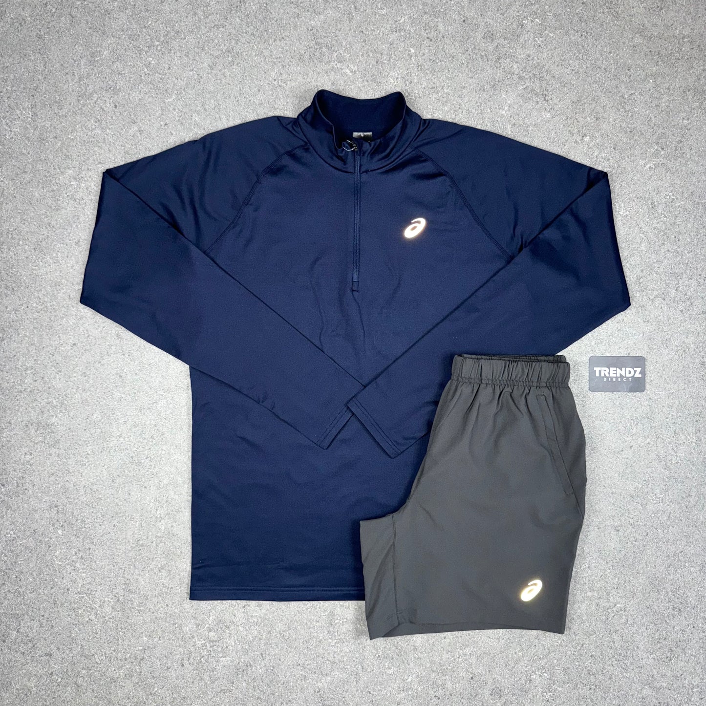 ASICS CORE HALF ZIP & SHORTS SET - NAVY/GREY