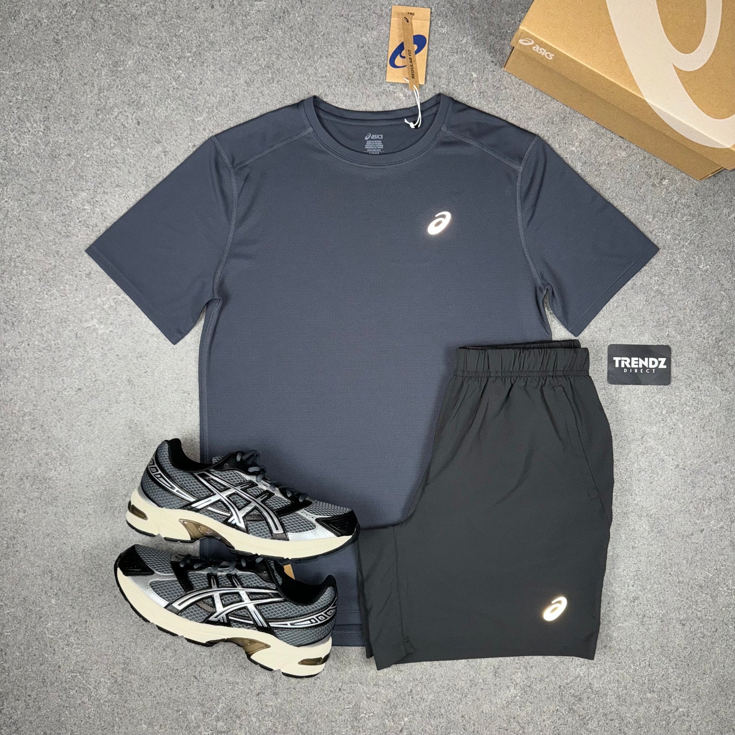ASICS CORE T-SHIRT & SHORTS SET - GREY