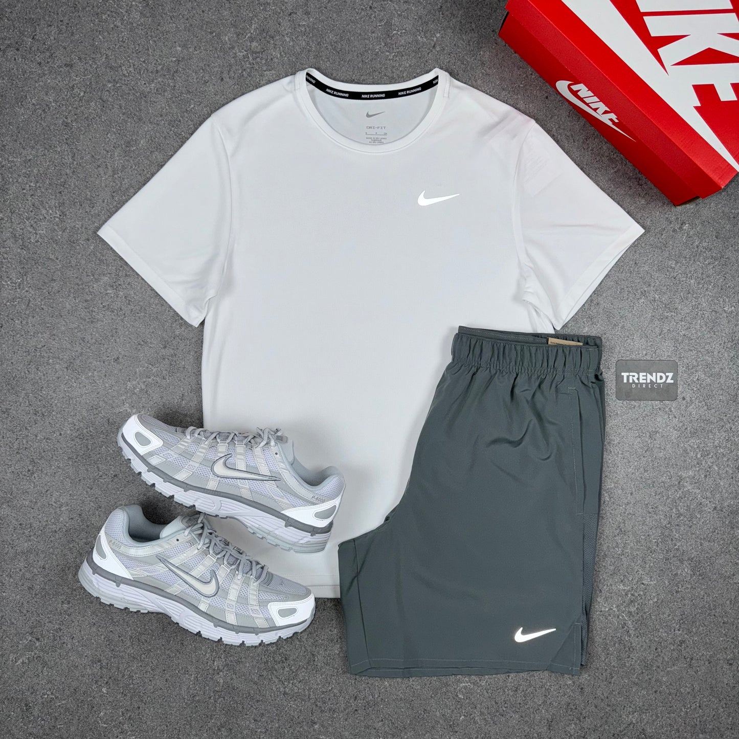 NIKE MILER & CHALLENGER SHORTS SET - WHITE/GREY