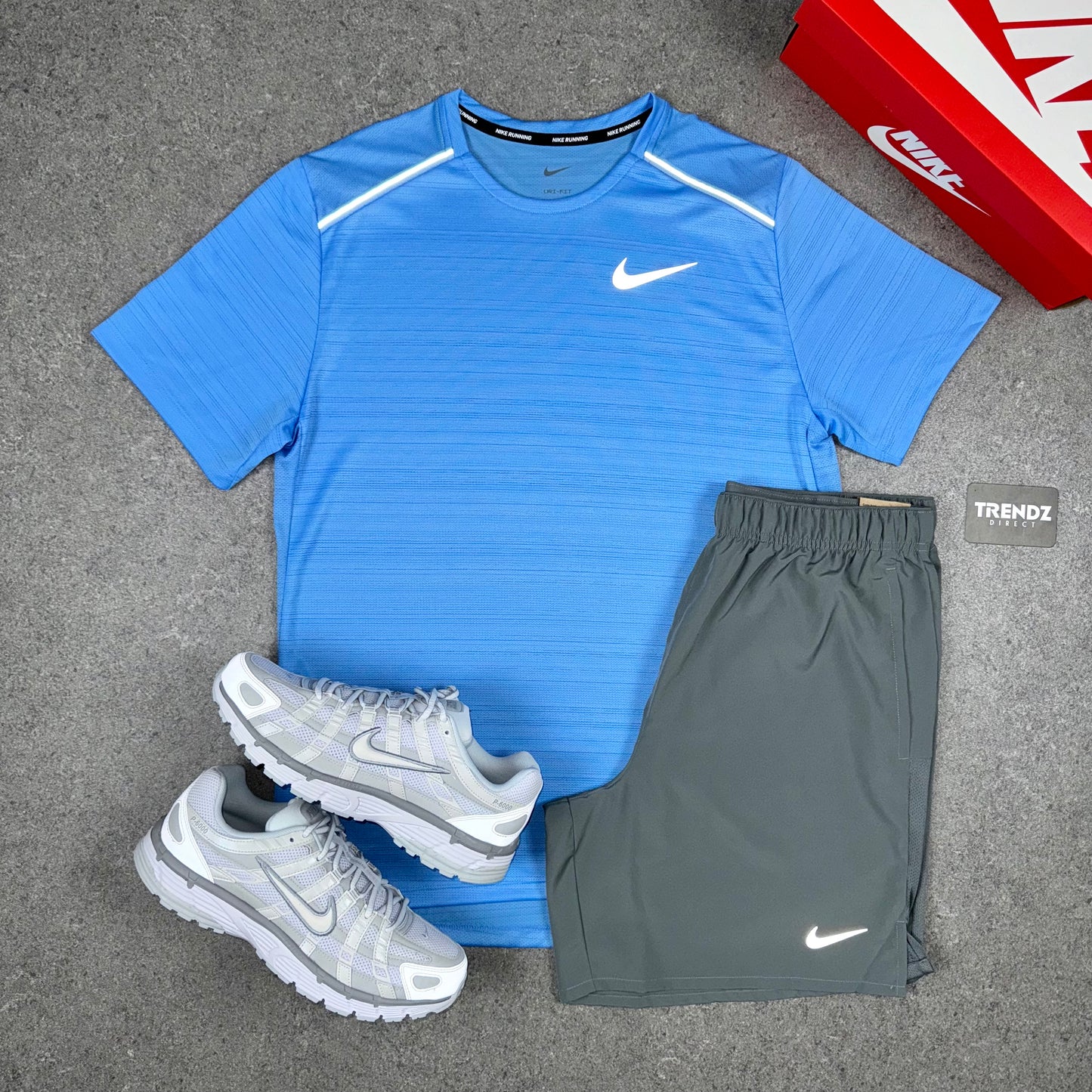 NIKE MILER & CHALLENGER SHORTS SET - UNIVERSITY BLUE/GREY