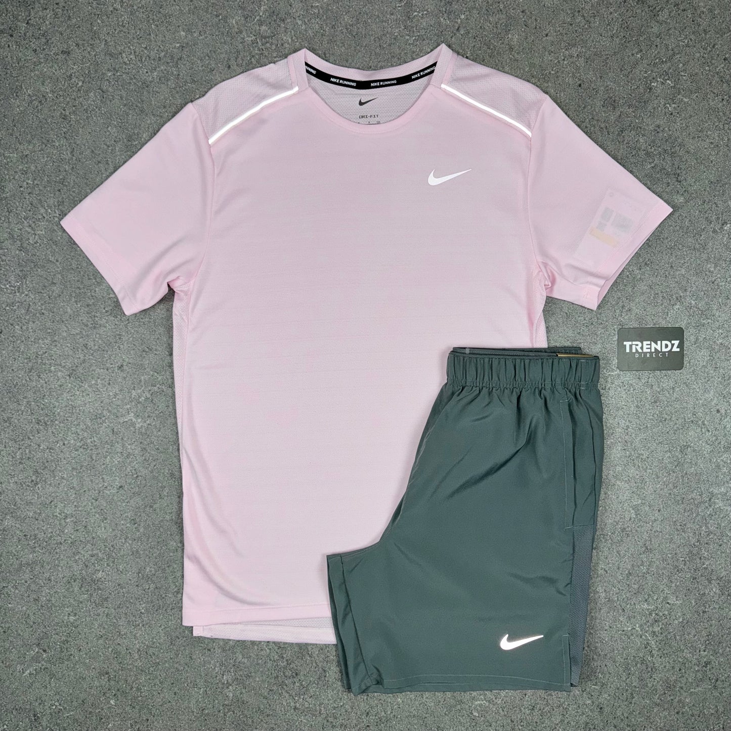 NIKE MILER & CHALLENGER SHORTS SET - PINK FOAM/GREY