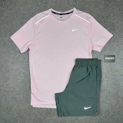 NIKE MILER & CHALLENGER SHORTS SET - PINK FOAM/GREY