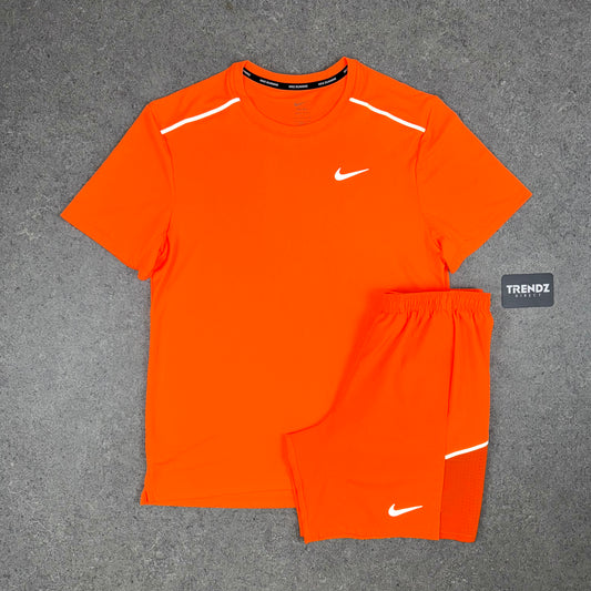 NIKE MILER T-SHIRT & MILER SHORTS SET - ORANGE