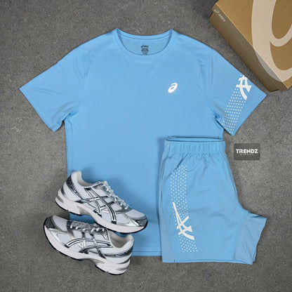 ASICS ICON T-SHIRT & SHORTS SET - ARCTIC BLUE