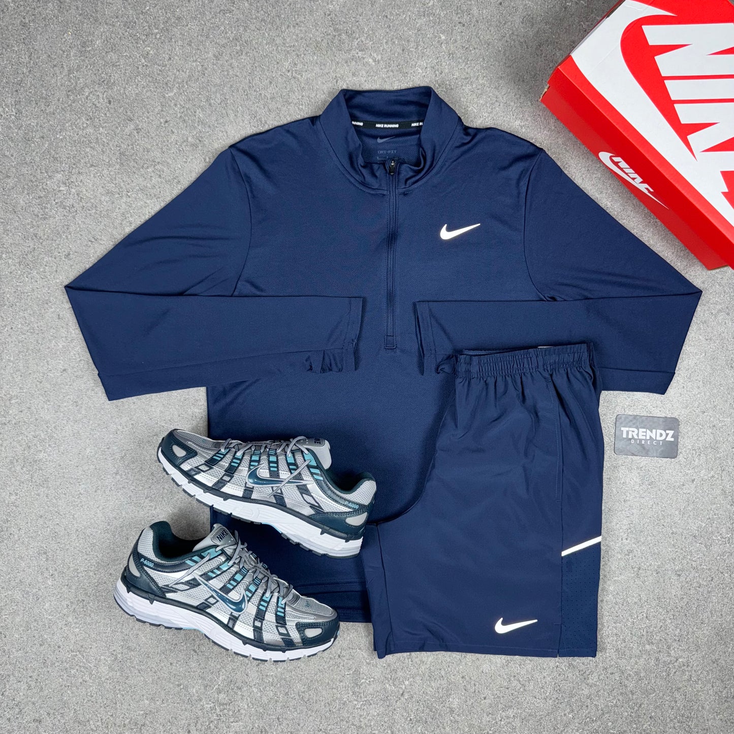 NIKE PACER HALF ZIP & MILER SHORTS SET - NAVY