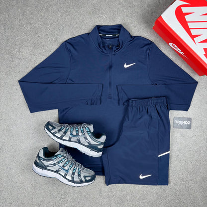 NIKE PACER HALF ZIP & MILER SHORTS SET - NAVY