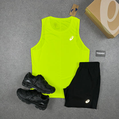 ASICS CORE VEST & PERFORMANCE SHORTS SET - NEON/BLACK