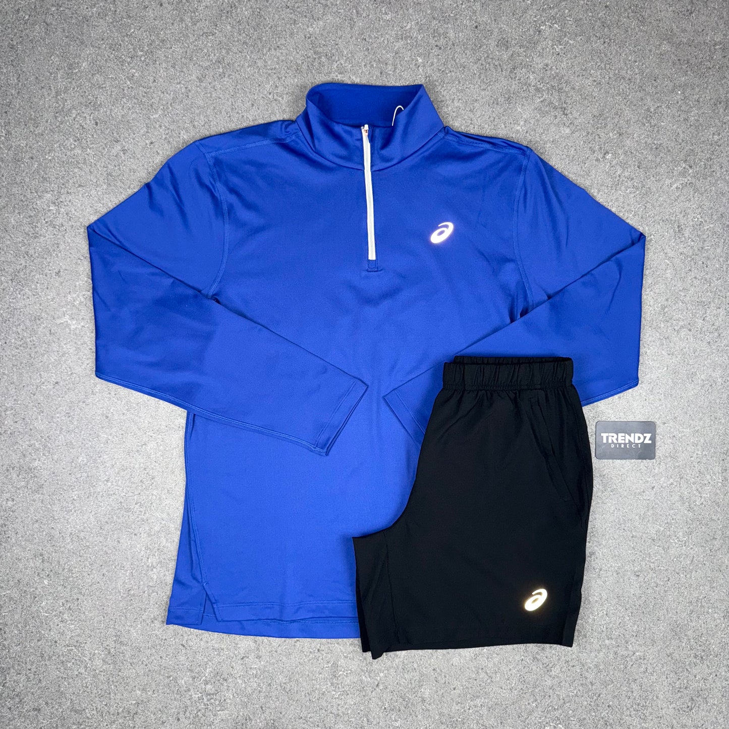 ASICS CORE HALF ZIP & SHORTS SET - BLUE/BLACK
