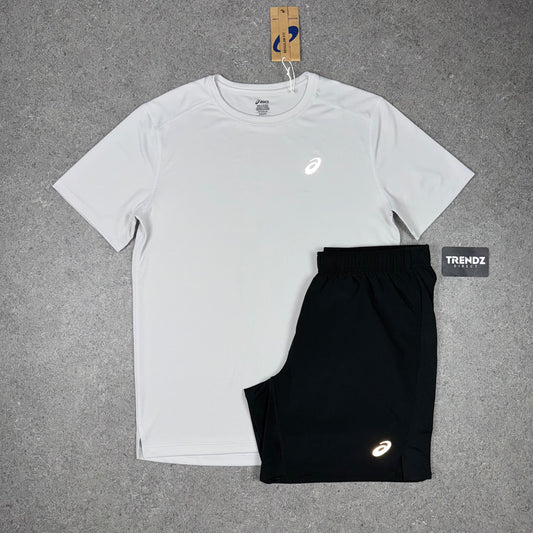 ASICS CORE T-SHIRT & SHORTS SET - LIGHT GREY/BLACK