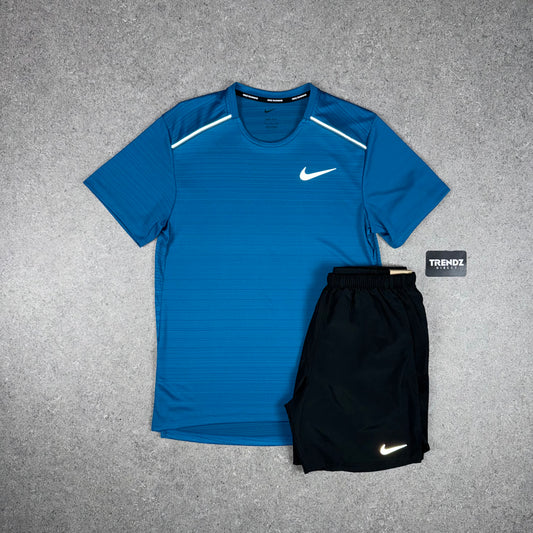 NIKE MILER & CHALLENGER SHORTS SET - TEAL ABYSS/BLACK