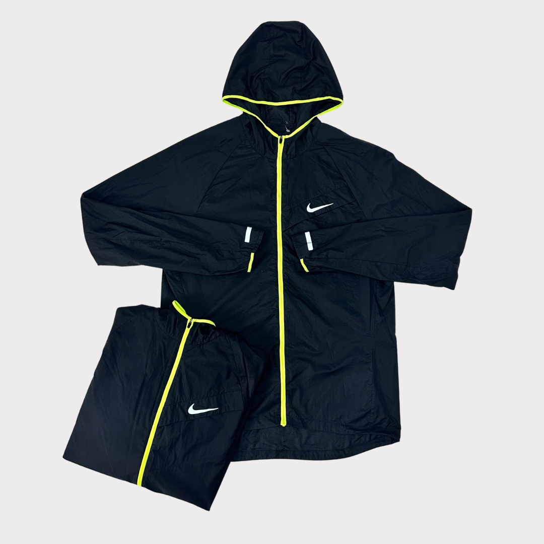 NIKE NEON ZIP WINDBREAKER - BLACK/NEON