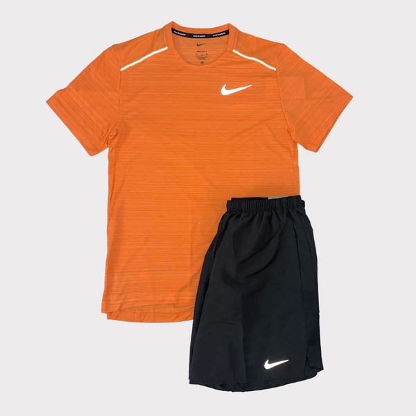 NIKE MILER CHALLENGER SHORTS SET ORANGE GREY